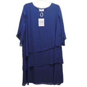 Hanna Nikole Womens Plus Size Layered Dress With Beaded Accent Size 24W